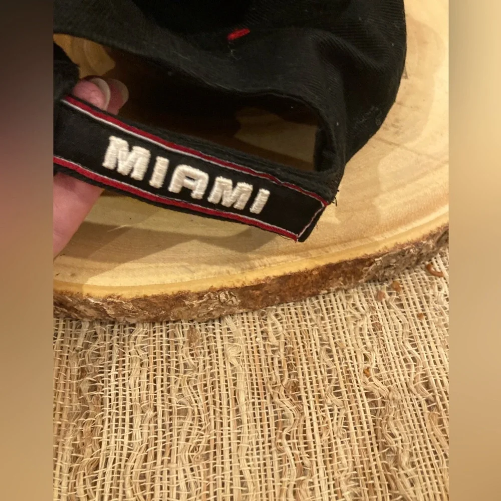 Men's Black/Red NBA Miami‎ Heat Script Up Adjustable Cap Hat